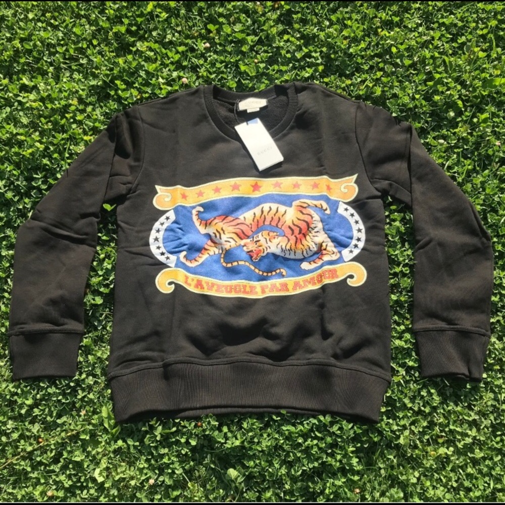 Gucci Mens Black Circus-Print Cotton Sweatshirt